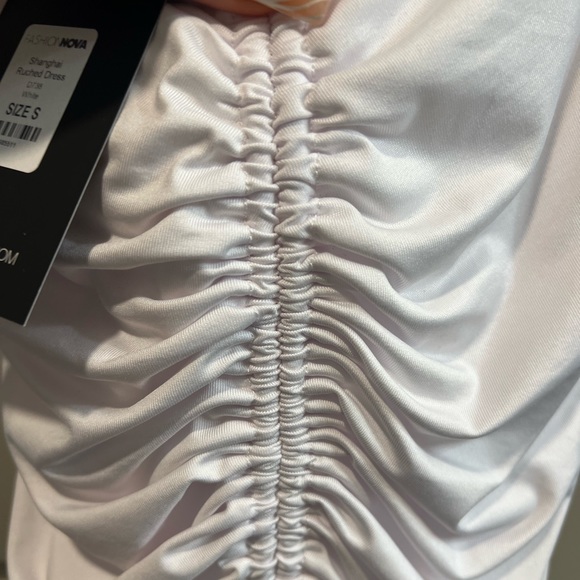 WHITE RUCHED DRESS - Picture 4 of 4